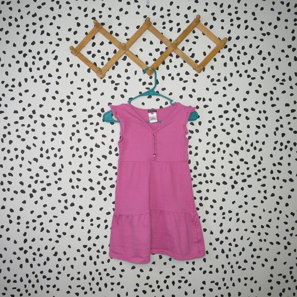 Vince Camuto Pink Ribbed Knit Flutter Sleeve Tiered Girls Dress - Picture 1 of 7